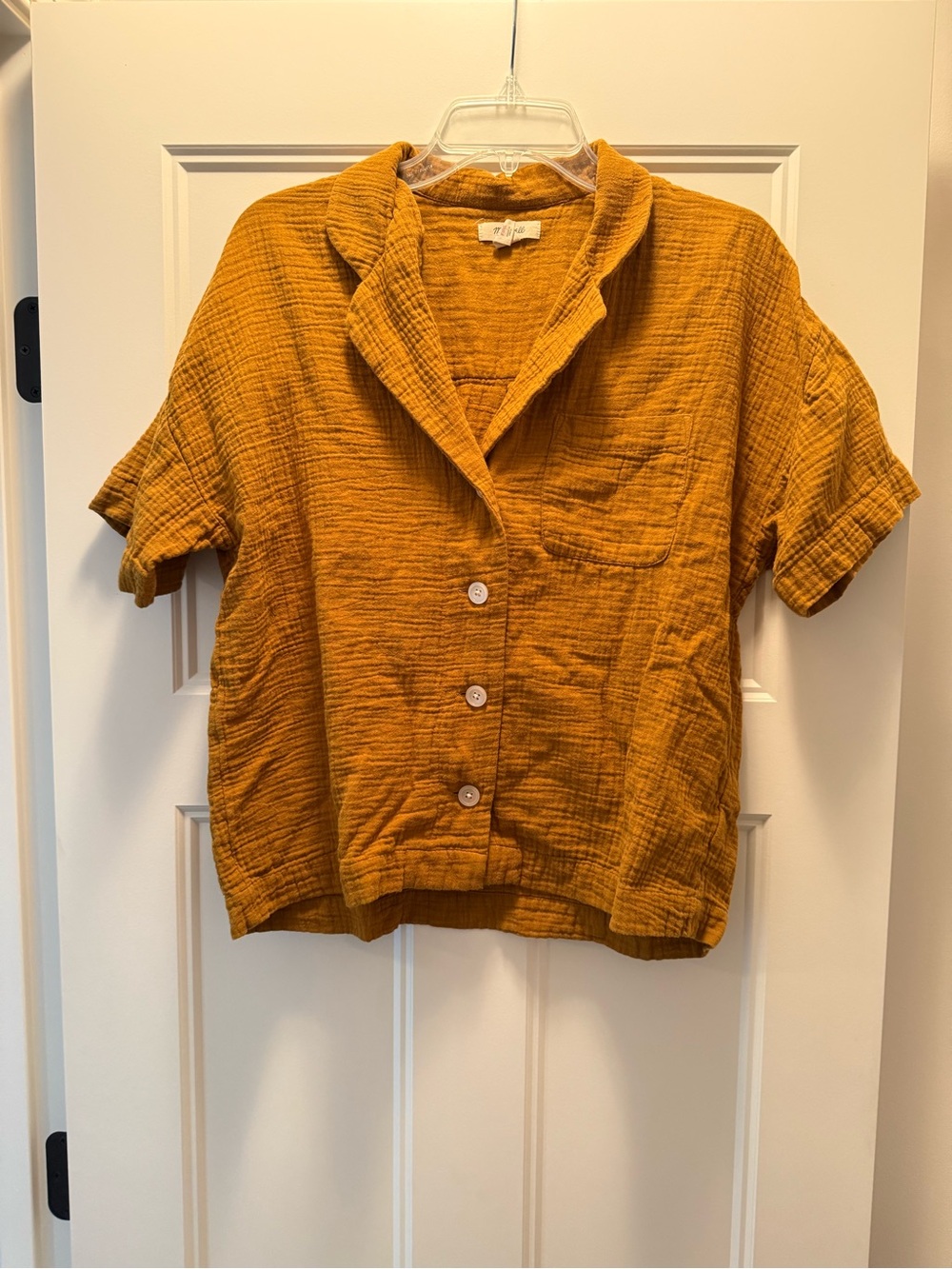 Madewell Mustard Short-Sleeve Button-Down Shirt